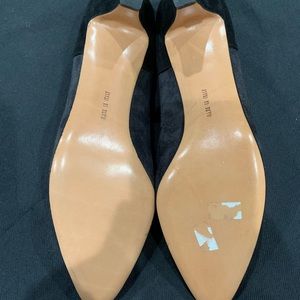 Salvatore Ferragamo suede gray and black 2” heel